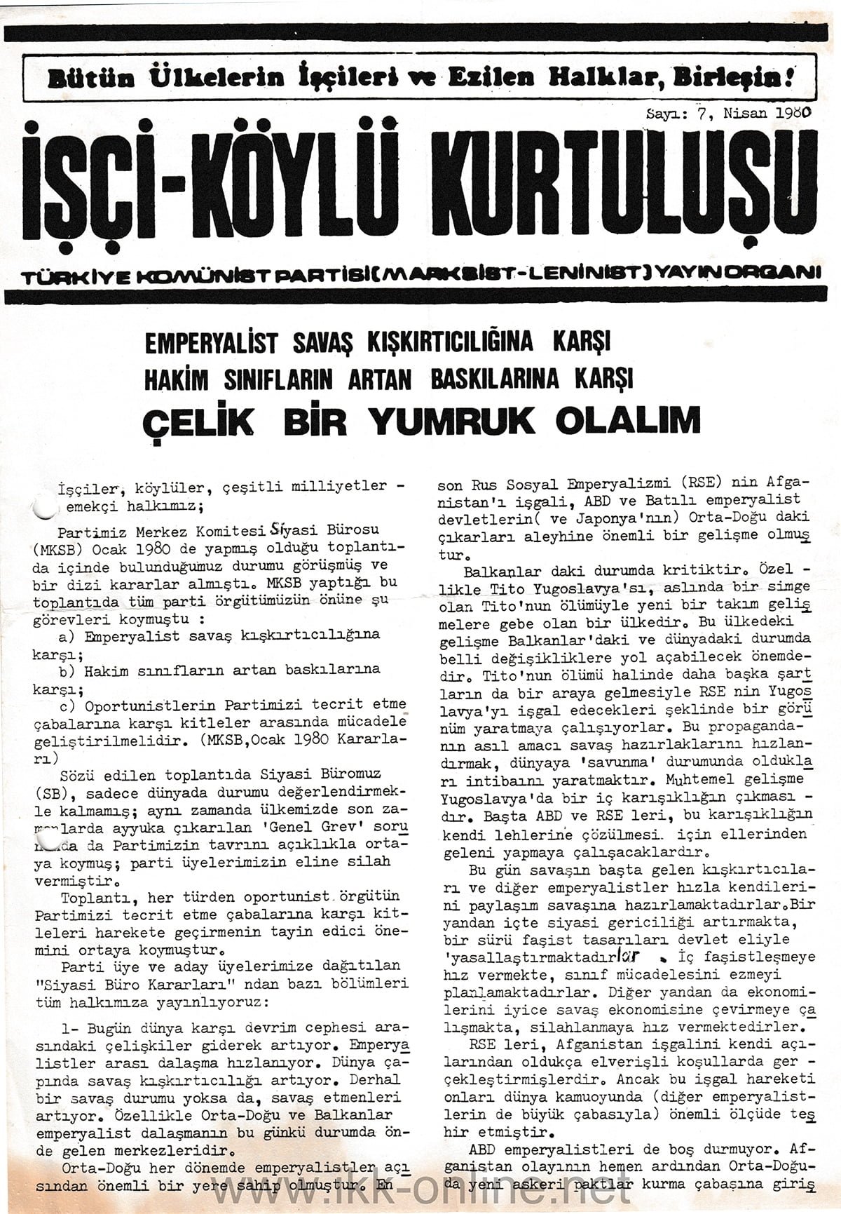 İşçi Köylü Kurtuluşu 7. Sayı